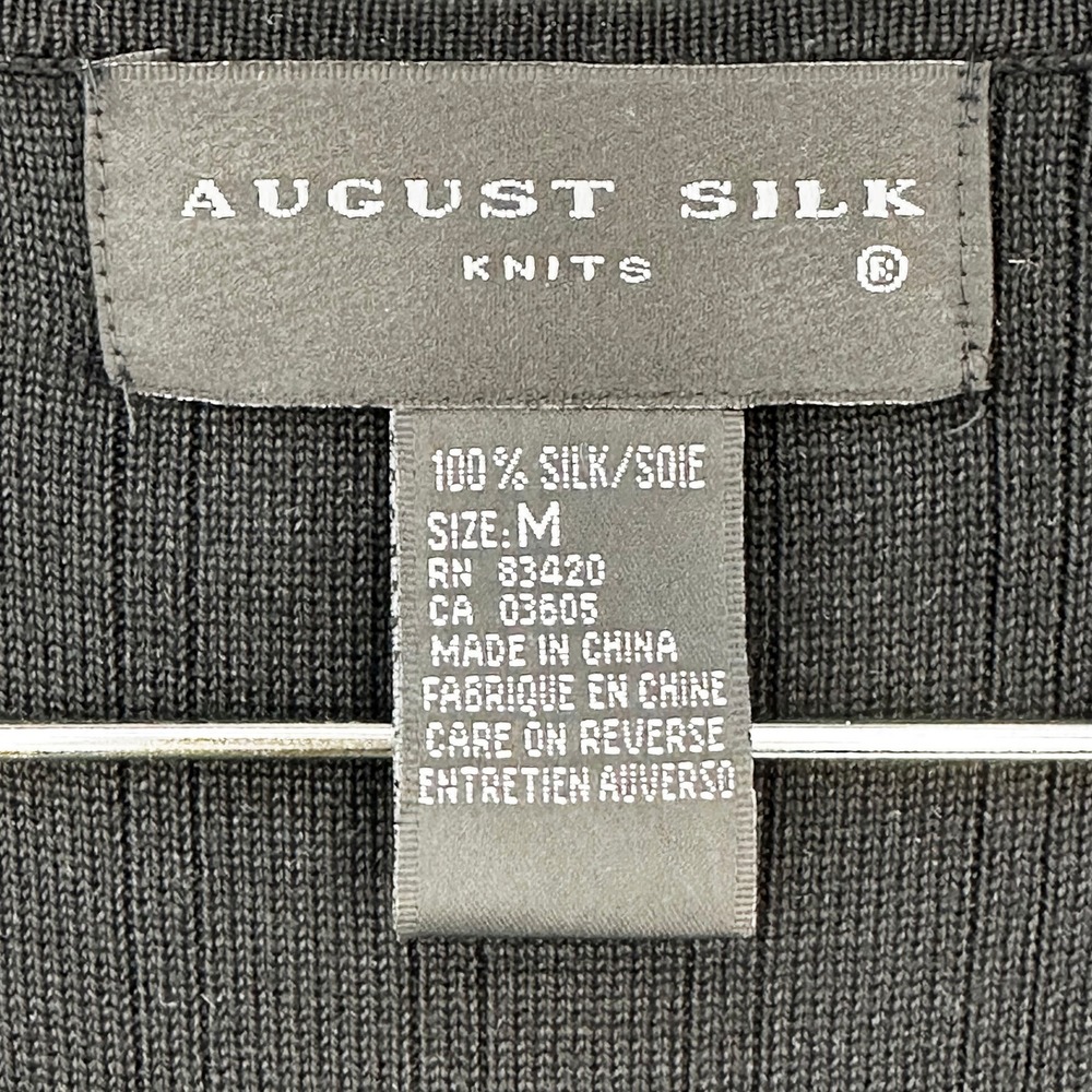 AUGUST SILK Beaded 100%‎ Silk Sweater Knit Tank • Medium • black • chic preppy - Picture 5 of 6